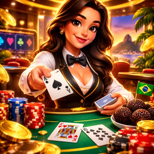 Mesa de blackjack ao vivo com cartas sobre o feltro